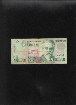 Rar! Uruguay 20000 20.000 nuevos pesos 1989 seria07804943 foto