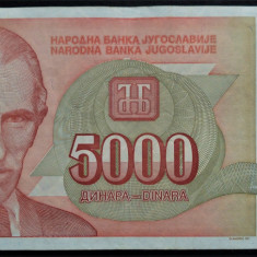 Bancnota 5000 DINARI / DINARA - YUGOSLAVIA, anul 1993 * cod 253