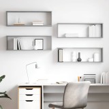 vidaXL Rafturi de perete cub, 4 buc., gri beton, 80x15x26,5 cm, PAL 807119