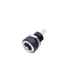 Mufa alimentare pe panou 5.5x2.5 mm DC negru cu filet lung si