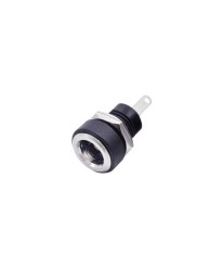 Mufa alimentare pe panou 5.5x2.5 mm DC negru cu filet lung si piulita GBC 29.0650.10