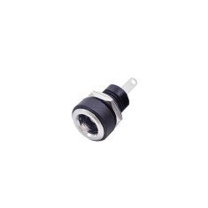 Mufa alimentare pe panou 5.5x2.5 mm DC negru cu filet lung si