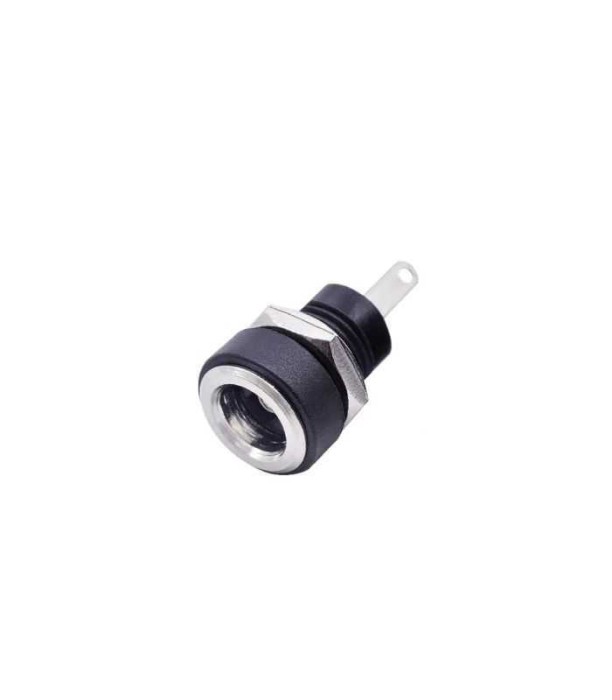 Mufa alimentare pe panou 5.5x2.5 mm DC negru cu filet lung si piulita GBC 29.0650.10