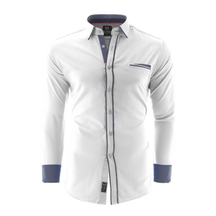 Camasa pentru barbati, alb, Slim fit, casual, cu guler - Catania Camasa pentru barbati, alb, Slim fit, casual, cu guler - Catania