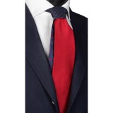 Cumpara ieftin Cravata Matase Naturala Barbati, Model Unicat, Rosu/Bleumarin, 148cm, Made in Italy, Cutie Cadou