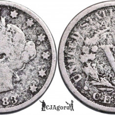 1883, 5 cents ( Liberty Nickel - with - CENTS - ) - Statele Unite ale Americii