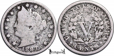 1883, 5 cents ( Liberty Nickel - with - CENTS - ) - Statele Unite ale Americii foto