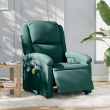 vidaXL Fotoliu electric de masaj rabatabil, verde &icirc;nchis, textil