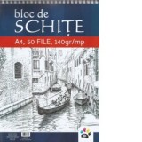 Bloc de schite, A4 spiralat, 50 file, hartie 140g/mp