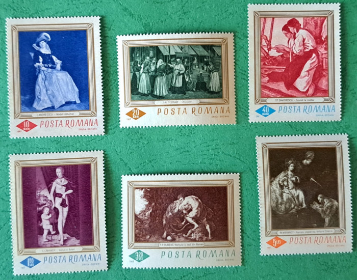 TIMBRE ROMANIA MNH LP644/1967-Reproduceri de arta -Serie simpla