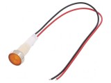 Lampă LED plată galbenă 12VDC 12VAC &Oslash;10mm plastic