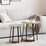 vidaXL Set 2 mese laterale, stejar sonoma, lemn prelucrat și metal