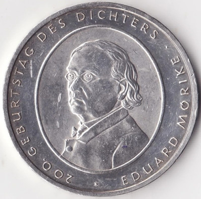 Moneda Germania - 10 Euro 2004 - Eduard Morike - F - Argint foto