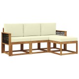 vidaXL Set de canapele de exterior cu pernă 4 pcs Natural și Crem 3385111