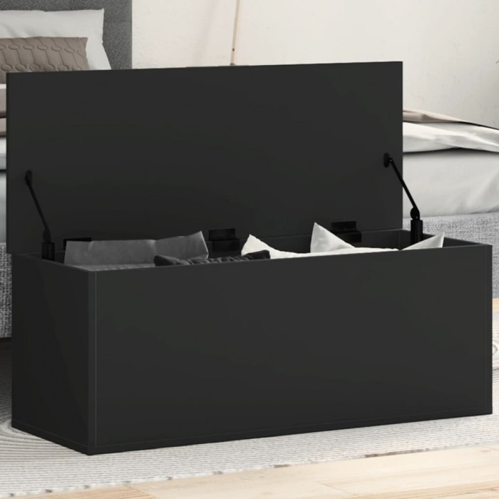 Gossi cutie de depozitare, negru, 90x35x35 cm, lemn prelucrat