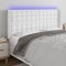 vidaXL Tăblie de pat cu LED, alb, 163x16x118/128 cm, piele ecologică 3124145