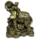 Statueta feng shui elefant cu trompa ridicata pe bani din rasina 7cm, Stonemania Bijou