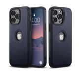 Husa de Protectie compatibila cu iPhone 14 Pro Max, piele ecologica, Albastru Inchis, Oem