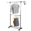 Suport Umerase Haine cu Roti si Stand Incaltaminte, Ajustabil 92-163cm, Otel Cromat, 163x145x45 cm, ProCart