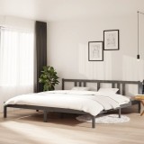 VidaXL Cadru de pat, gri, 200x200 cm, lemn masiv de pin