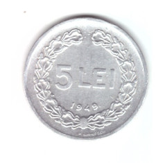 Moneda 5 lei 1949, stare foarte buna, curata