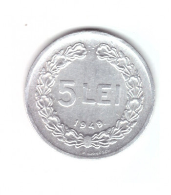 Moneda 5 lei 1949, stare foarte buna, curata foto