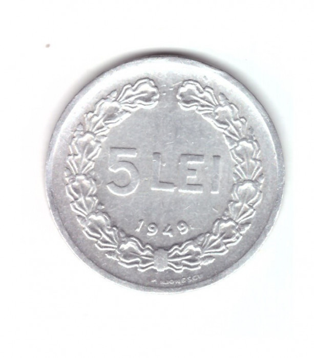 Moneda 5 lei 1949, stare foarte buna, curata