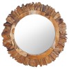 Oglinda de perete, 60 cm, tec, rotund