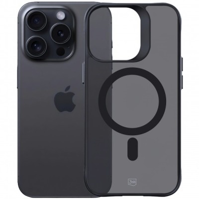 Husa MagSafe pentru Apple iPhone 13 Pro Max, 3MK, Smoke MagCase, Neagra foto