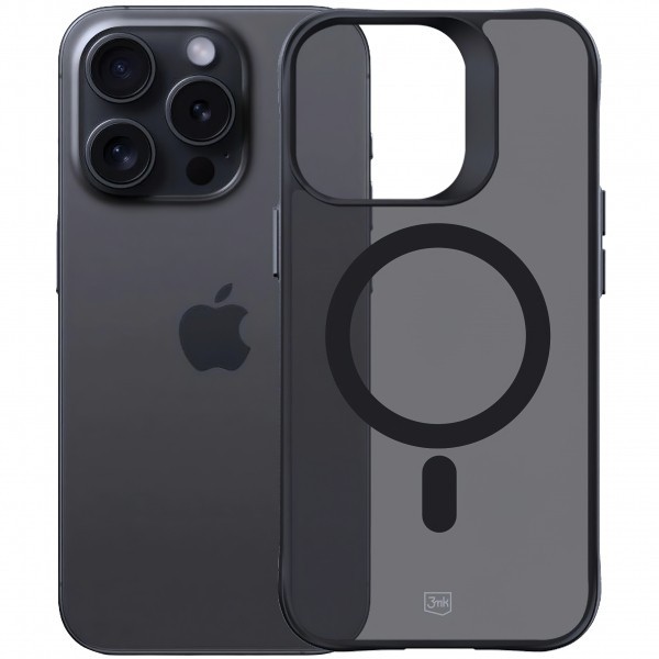 Husa MagSafe pentru Apple iPhone 13 Pro Max, 3MK, Smoke MagCase, Neagra