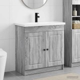 Cumpara ieftin Set de mobilier pentru baie Sonoma gri 78,5 x 37,5 x 81 cm