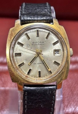 ceas Bifora automatic aurit, 24 jewels, mecanism in house foto