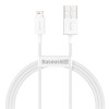 Cablu Alimentare si Date Baseus Superior Fast Charging (USB la Lightning iPhone) 2.4A, 1.5m, Alb