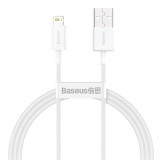 Cablu Alimentare si Date Baseus Superior Fast Charging (USB la Lightning iPhone) 2.4A, 1.5m, Alb