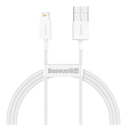 Cablu Alimentare si Date Baseus Superior Fast Charging (USB la Lightning iPhone) 2.4A, 1.5m, Alb foto