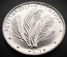 Moneda 1 LIRA - VATICAN, anul 1977 * cod 1014 - Papa PAUL VI = UNC