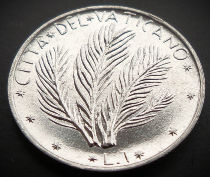 Moneda 1 LIRA - VATICAN, anul 1977 * cod 1014 - Papa PAUL VI = UNC