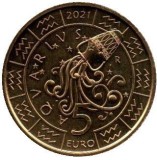 San Marino 5 Euro 2021 - (Zodia Aquarius/Varsator) 26.95 mm, SM1, KM-603 UNC !!!, Europa