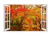 Sticker decorativ, Fereastra 3D, Padure, 85 cm, 322STK, natura si peisaje