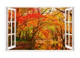Sticker decorativ, Fereastra 3D, Padure, 85 cm, 322STK, natura si peisaje