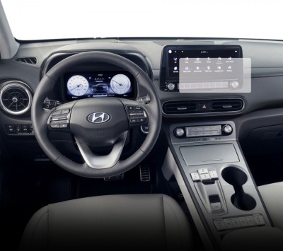 Folie Protectie Navigatie Hyundai Kona Electric 2020-2021, Duragon, protectie Display Navigatie, silicon Transparent, Anti-zgarieturi, kit instalare foto