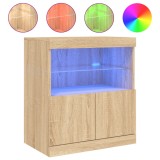 Servanta cu lumini LED, stejar sonoma, 60x37x67 cm, DKD Home Decor
