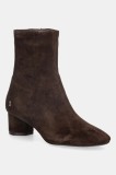 Nokwol cizme din piele &icirc;ntoarsă Alyssa Brown Suede culoarea maro, cu toc drept, Alyssa Brown Suede