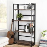 Etajera 6670 FurnitureR, 4 niveluri, Metal/MDF, 60 x 30 x 125 cm, Negru