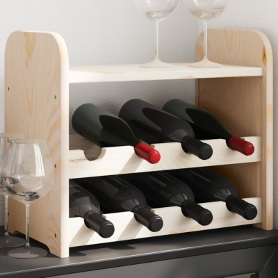 vidaXL Suport vinuri cu raft superior, 43x25x37 cm, lemn masiv de pin foto