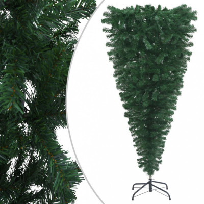 Pom de Crăciun artificial inversat, cu suport, verde, 210 cm foto