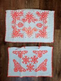 Set 2 fete perna vechi traditionale taranesti cusute manual pe panza de casa
