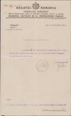 HST 201S Semnătura olografă Onisifor Ghibu 1920 antet Consiliul Dirigent foto