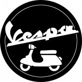 Decoratiune metalica de perete Krodesign KRO-1049, Vespa, diametru 50 cm, negru, grosime 1.5 mm, VivaTechnix