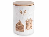Cumpara ieftin Borcan Craciun lemn ceramica alba maro &Oslash; 11,5 cm x 16 H